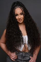 Long Bohemian Knotless Braids with Italian Curly Bundles – 100% Human Hair