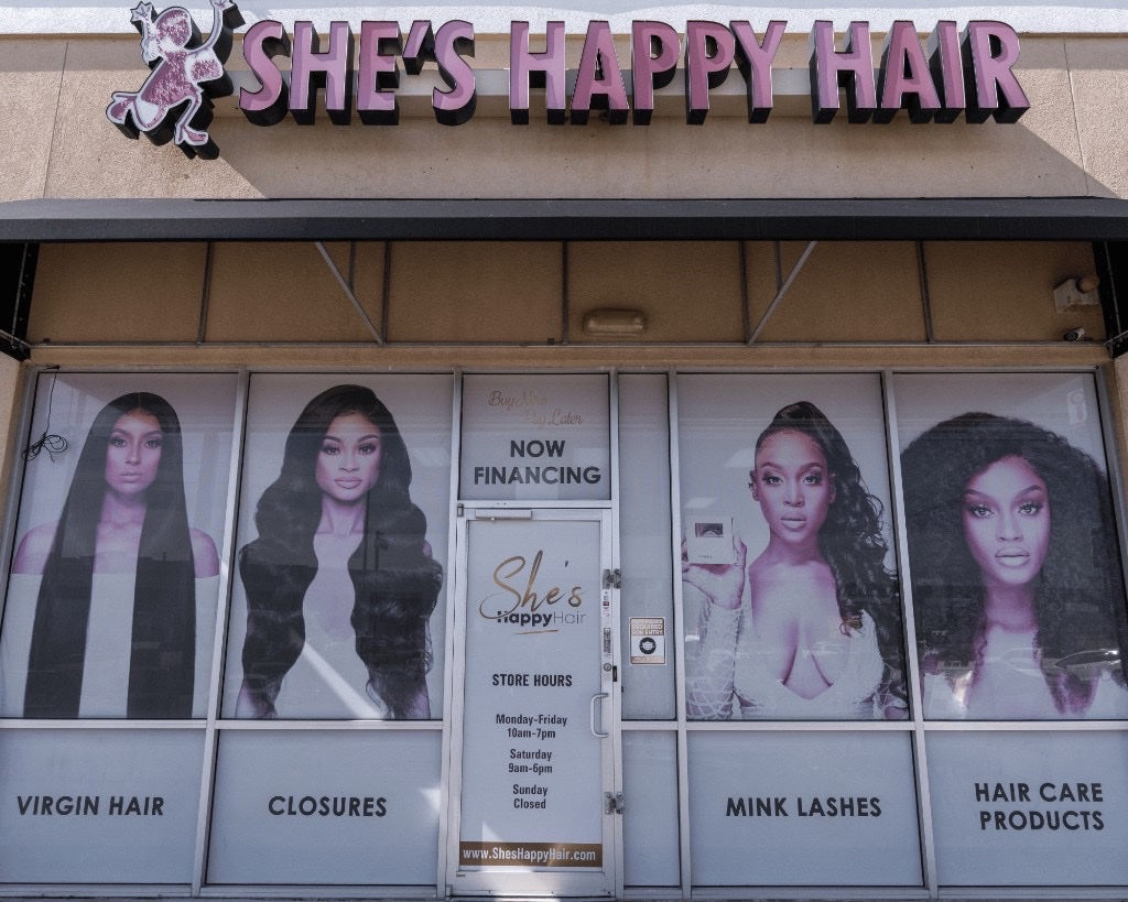 She's Happy Hair Houston Southwest storefront
